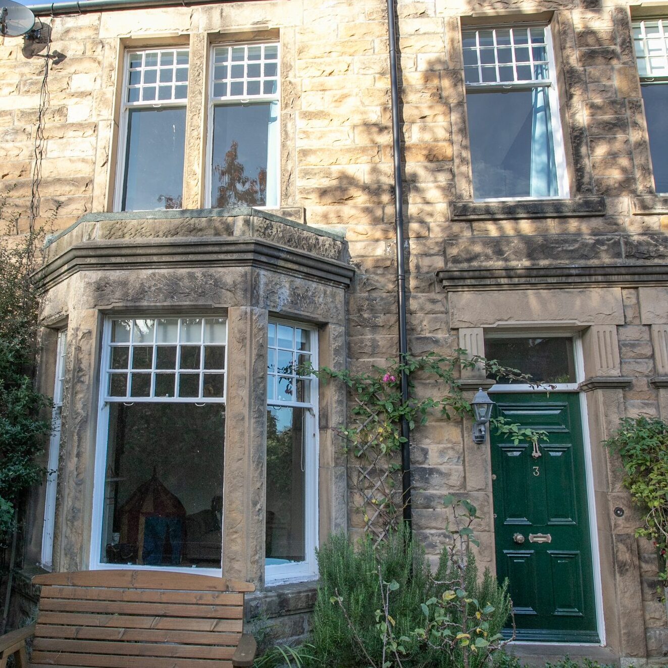 White sliding sash windows installed on a Victorian terrace house in Hexham